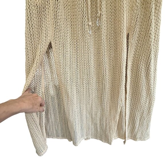 C&C California Crochet Knit Maxi Swim Cover-Up Skirt Womens Medium Beige Beach - Picture 3 of 8